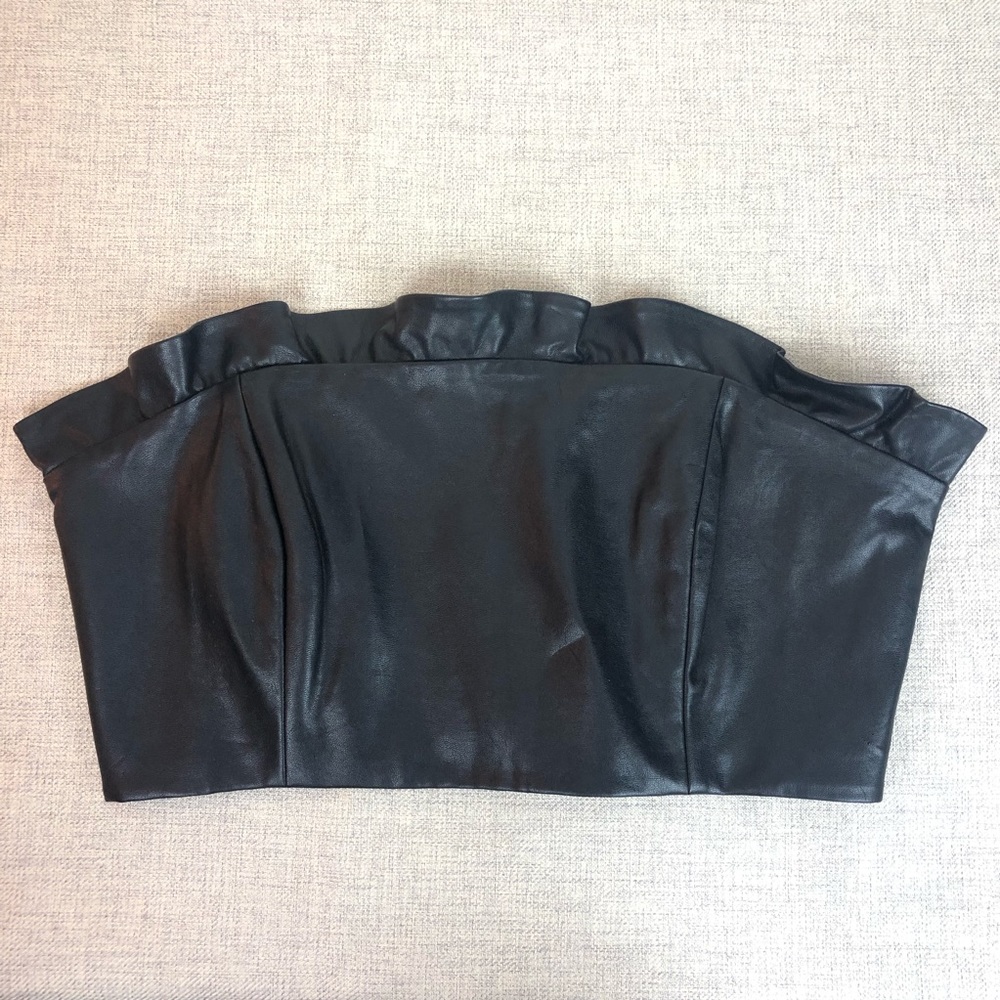 Majorelle Faux Leather Lace Up Top sz L